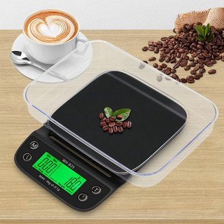 计时精准0.1g克称咖啡豆吧台小电子称  3千克0.1克+碗+隔热垫(黑色)