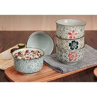 竹木本记 日式釉下彩陶瓷碗 8个装