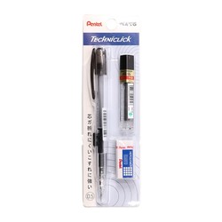 Pentel 派通 日本派通（Pentel）0.5mm学生活动铅笔组合套装XPD105T黑色 1支自动铅笔+1盒HB活动铅芯+1块橡皮