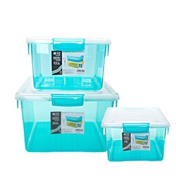 茶花塑料收纳箱玩具透明置物箱零食衣服书本盒子有盖整理箱储物盒