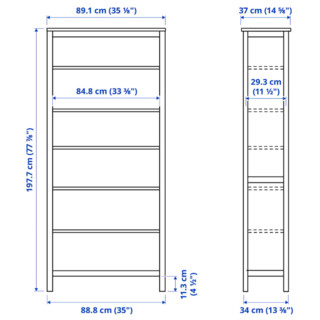 IKEA 宜家 HEMNES 汉尼斯 书架 90*198cm 白色漆+浅褐色