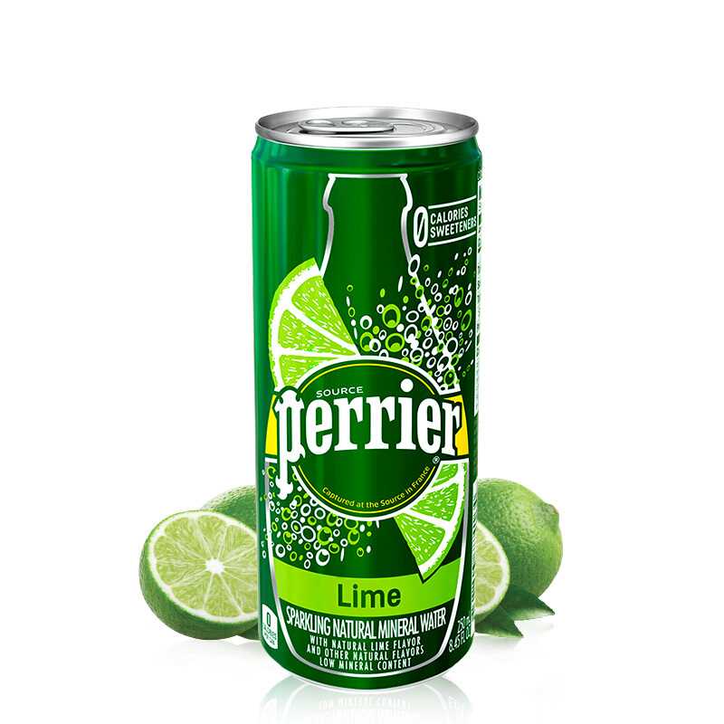 perrier 巴黎水 法国原装进口 青柠味气泡矿泉水 250ml*35罐 整箱装