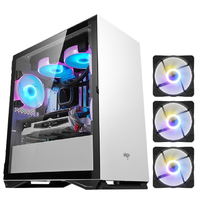 aigo 爱国者 YOGO M2 游戏药丸 MATX机箱 半侧透 白色+彩虹光机箱风扇 3个装