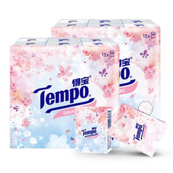 Tempo 得宝 手帕纸限定樱花味印花纸巾便携纸7张*12包