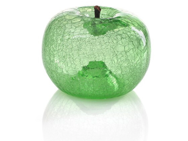 bull & stein水果雕塑 艺术摆件 苹果 裂纹玻璃 绿宝石色120×100mm