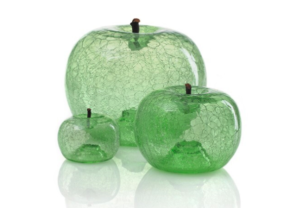 bull & stein水果雕塑 艺术摆件 苹果 裂纹玻璃 绿宝石色120×100mm