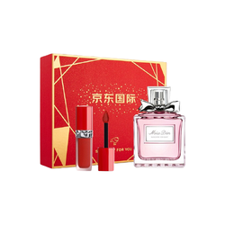 Dior 迪奥 唇釉香水套盒#999红管唇釉6ml+花漾甜心淡香水50ml+雅诗兰黛卸妆乳液30ml