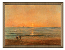 雅昌 杜比尼《落日与渔夫》114×85cm装饰画 油画布