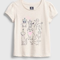 Gap 盖璞 幼儿布莱纳小熊系列 童趣印花泡泡袖T恤