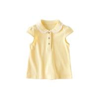 戴维贝拉夏装新款女童短袖T恤小女孩全棉POLO衫上衣 73 黄色
