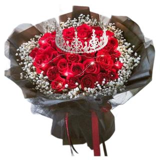 卓盛皇冠恋人红玫瑰花束33朵