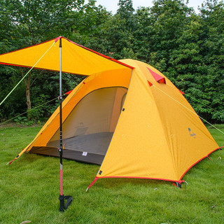 NH挪客户外铝杆帐篷野营露营装备多人防晒加厚沙滩野外遮阳棚 3-4人日光橙