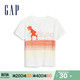 Gap男幼童纯棉短袖T恤545281 夏季新款童装洋气恐龙印花内搭上衣