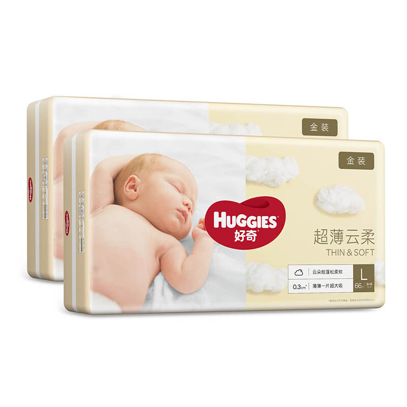 HUGGIES 好奇 金装纸尿裤婴儿超薄尿不湿  L132片