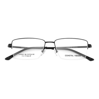 Coastal Vision 镜宴&essilor 依视路 CVF4017BK 黑色钛金属眼镜框+钻晶A3系列 1.60折射率 非球面镜片