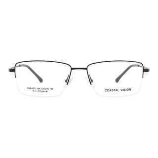 Coastal Vision 镜宴&essilor 依视路 CVF4017BK 黑色钛金属眼镜框+钻晶A3系列 1.60折射率 非球面镜片