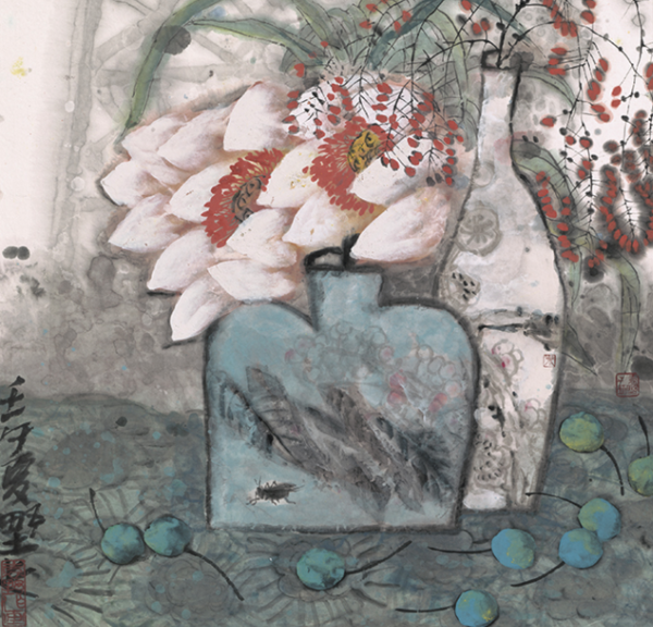 雅昌 袁野《荷香》88*88cm 装饰画 油画布