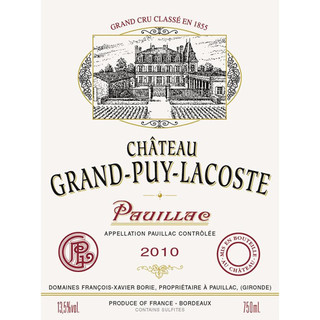 Chateau Grand-Puy-Lacoste 拉古斯酒庄 拉古斯酒庄波雅克干型红葡萄酒 2010年