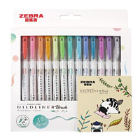 ZEBRA 斑马牌 日本斑马牌（ZEBRA）双头荧光笔 WFT8 Brush轻暖系列 WFT8-15C 15色套装