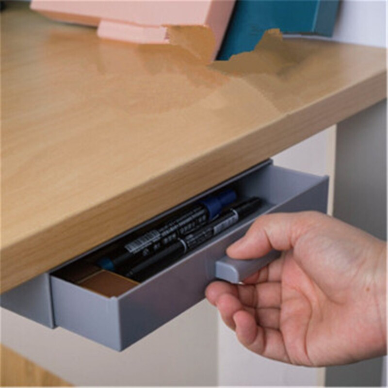 scndewmy隐藏桌底抽屉式收纳盒2个装