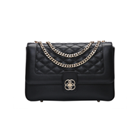 HONGU 红谷 女士牛皮菱格单肩包 H51705331 漆黑 中号