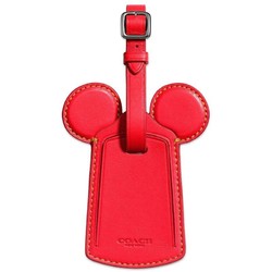 Disney x Coach 蔻驰 联名限量版 58945米奇耳朵行李吊牌 红色 吊牌 牛皮 箱包配件