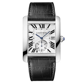 Cartier 卡地亚 坦克系列 W5330003 男士机械手表 34.3mm 银色 黑色 鳄鱼皮