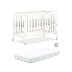 Boori哈伦婴儿床 实木宝宝床澳洲进口拼接床多功能儿童床 薏米白色+原装床垫
