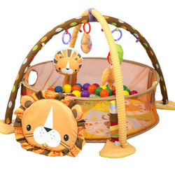 宝宝多功能健身架锻炼婴儿防尿爬行游戏垫儿童早教益智玩具架睡垫 游戏架+30球-狮子款