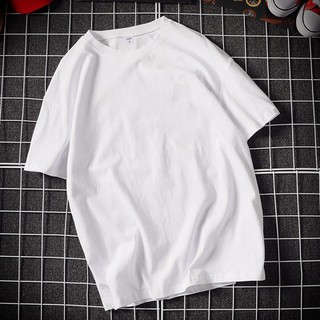 【100%纯棉】2021春季爆款t恤男士韩版简约纯色短袖圆领T恤男 M 白色
