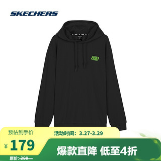 斯凯奇Skechers男子连帽卫衣休闲运动长袖上衣L320M193 碳黑0018 XL