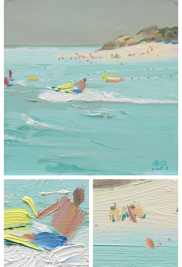 买买艺术 王海燕《海南沙滩》50*50cm装饰画 油画布