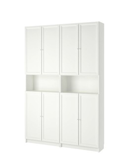 BILLY 毕利 / OXBERG 奥克伯 书柜带加高件/柜门 白色 160x30x237 厘米