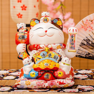 瓷风水招财猫家居家装摆件店铺开业收银台客厅礼品自动摇手招手发财猫