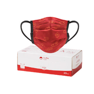 弓立 牛年主题款 一次性防护口罩 60片 红色
