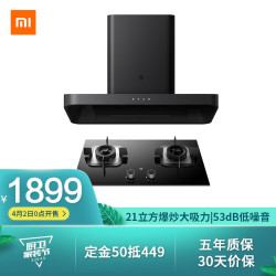 米家小米出品互联网家用烟灶套装21立方爆炒跨界联动吸油烟机+4.2KW嵌入式燃气灶MJ01(天然气)