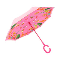 木杰 儿童反向雨伞手动双层8骨长柄雨伞创意卡通儿童晴雨伞