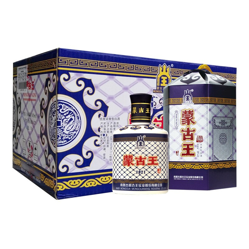 蒙古王 蓝色故乡 1921 52%vol 浓香型白酒 475ml*6瓶 整箱装