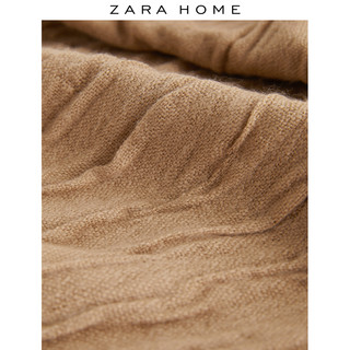 Zara Home 褶皱流苏设计办公室午睡毯子单人披肩毛毯 49628004737 140 x 190 cm 灰棕色