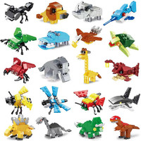 儿童扭蛋拼装积木玩具恐龙动物颗粒合体玩具男孩女孩玩具