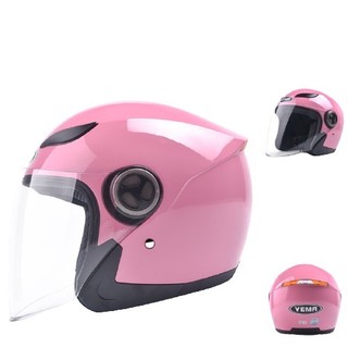 YEMA 野马 YM-6622 电动车头盔 粉红色 防刮花透明镜片 单镜