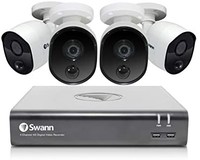 Swann摄像机系统,4 通道 4 子弹式摄像机 1080p 高清 DVR 有线监控,1TB 硬盘