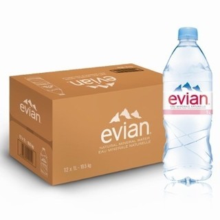 依云(evian)法国原装进口饮用天然矿泉水1L*12瓶纯净天然矿泉水
