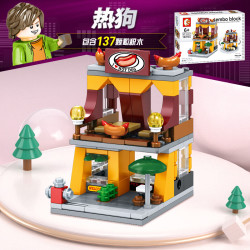 sembo block 森宝积木 sd6074 街景系列 热狗店