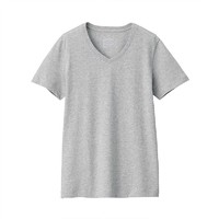 MUJI 無印良品 女士V领短袖T恤 BBA02A0S 浅灰色 XS