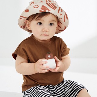 巴拉巴拉婴儿短袖t恤宝宝打底衫女童上衣男童新款纯棉潮. 90cm 咖啡5804