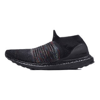 adidas 阿迪达斯 Ultra Boost Laceless 中性跑鞋 B37685 纯黑彩虹 40.5