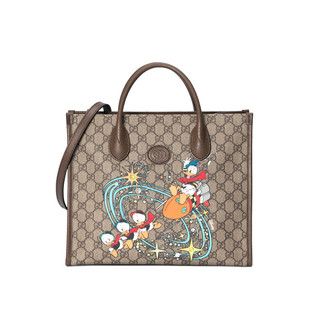 GUCCI 古驰 Disney联名 女士手提托特包 6481342N0AT 米色/乌木色