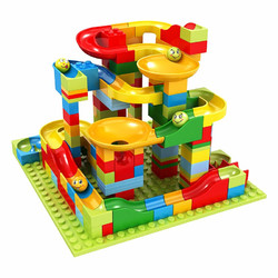 北国e家 儿童积木拼装玩具  165颗小颗粒百变滑道积木+1个底板