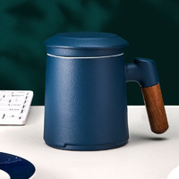 唐宗筷陶瓷马克杯茶杯茶水分离器家用砂釉陶制上班办公室带盖水杯